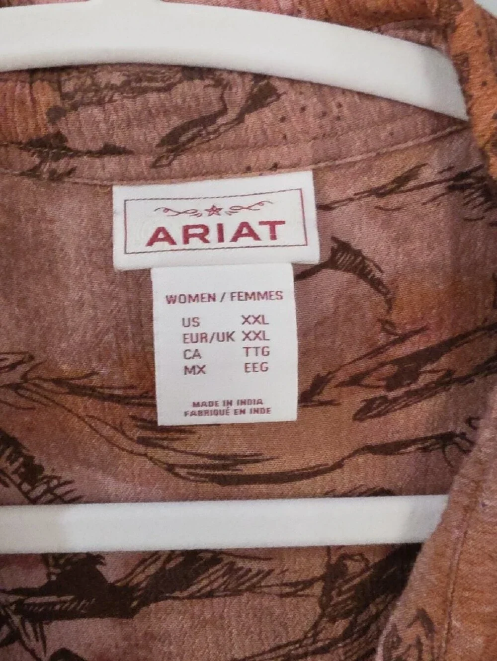 Ariat Womens Gallop Away Pink and Rust Printed Button-Front Maxi Dress - Picture 5 of 10